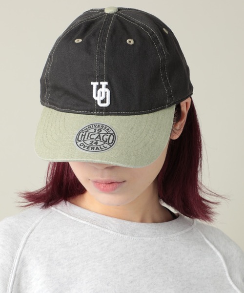 UNIVERSAL OVERALL（ユニバーサルオーバーオール）の「【UNIVERSAL OVERALL】UOロゴ刺繍バイカラーコットンキャップ ※DS1493 YMY（キャップ・メンズ・グレー/ブルー/ブラック/グリーン/ブラウン/ホワイト・FREE）」の3枚目の写真