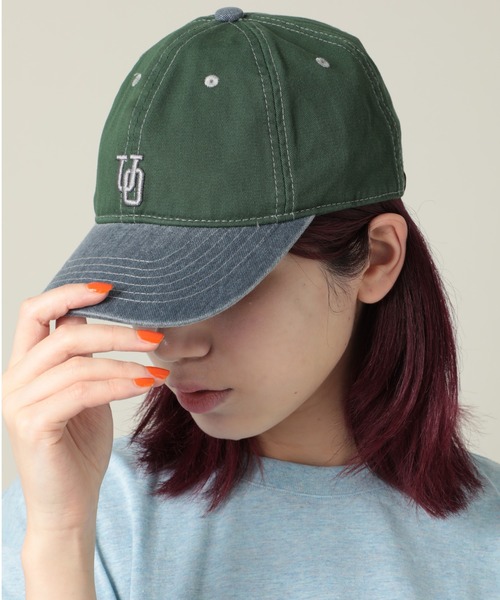 UNIVERSAL OVERALL（ユニバーサルオーバーオール）の「【UNIVERSAL OVERALL】UOロゴ刺繍バイカラーコットンキャップ ※DS1493 YMY（キャップ・メンズ・グレー/ブルー/ブラック/グリーン/ブラウン/ホワイト・FREE）」の5枚目の写真