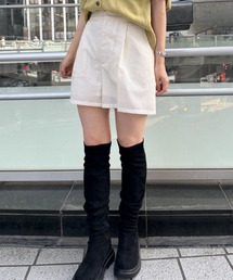 リネン混タックハーフパンツ