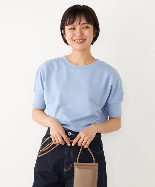 SHIPS Colors(シップス カラーズ)の「SHIPS Colors:〈洗濯機可能〉ミニ裏毛 ショート スリーブ トップス(Tシャツ/カットソー・レディース・ライトブルー/ブラック/オフホワイト・ONE SIZE)」の3枚目の写真