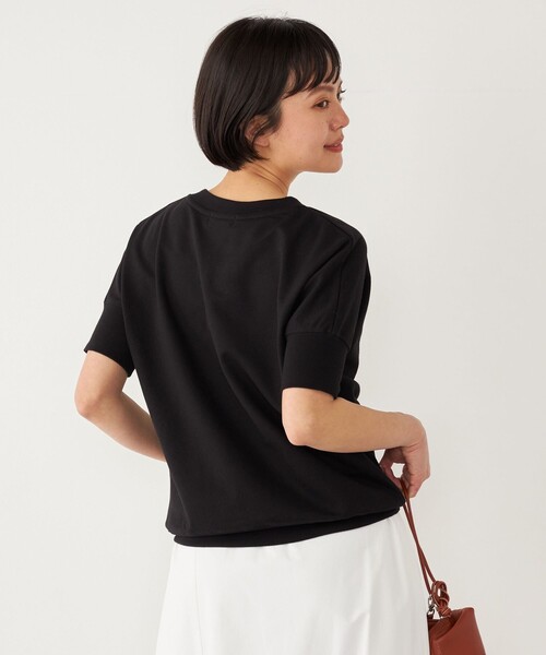 SHIPS Colors(シップス カラーズ)の「SHIPS Colors:〈洗濯機可能〉ミニ裏毛 ショート スリーブ トップス(Tシャツ/カットソー・レディース・ライトブルー/ブラック/オフホワイト・ONE SIZE)」の2枚目の写真