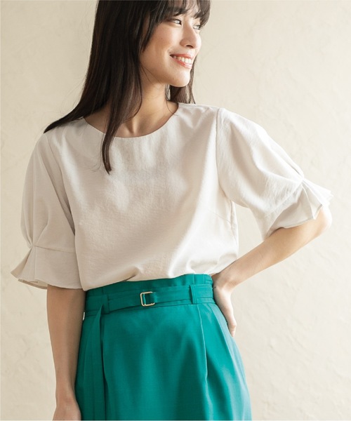 index（インデックス）の「◆《新色追加》タックスリーブ イージーケアブラウス【イージーケア/吸水速乾/洗濯機洗い可】（シャツ/ブラウス・レディース・黄緑系/オフホワイト/ネイビー/ライトブルー/ボルドー/ベビーピンク・40/38/34/42/36）」の7枚目の写真