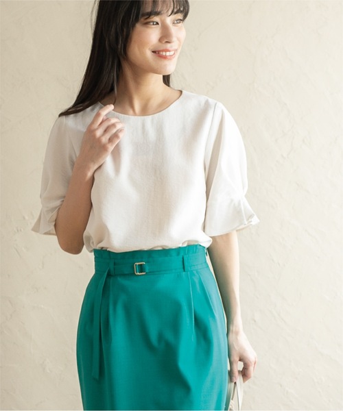 index（インデックス）の「◆《新色追加》タックスリーブ イージーケアブラウス【イージーケア/吸水速乾/洗濯機洗い可】（シャツ/ブラウス・レディース・黄緑系/オフホワイト/ネイビー/ライトブルー/ボルドー/ベビーピンク・40/38/34/42/36）」の8枚目の写真