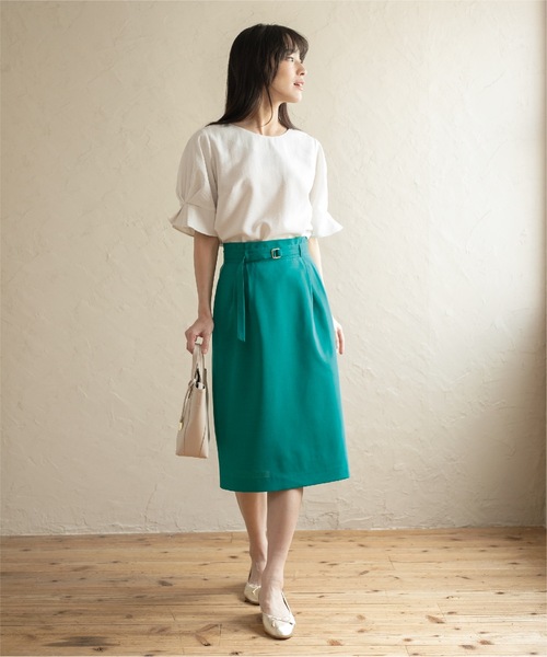 index（インデックス）の「◆《新色追加》タックスリーブ イージーケアブラウス【イージーケア/吸水速乾/洗濯機洗い可】（シャツ/ブラウス・レディース・黄緑系/オフホワイト/ネイビー/ライトブルー/ボルドー/ベビーピンク・40/38/34/42/36）」の9枚目の写真