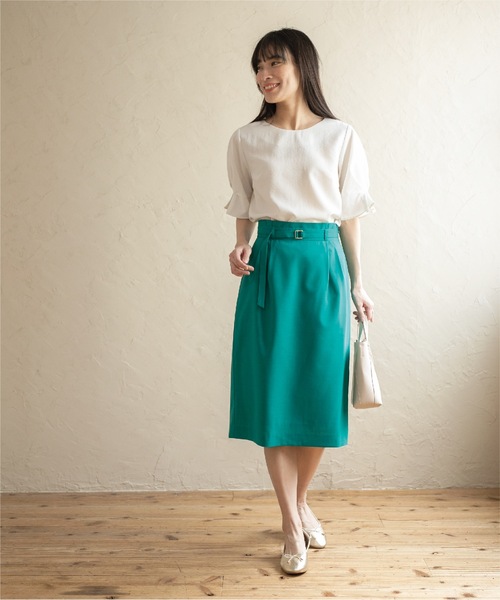 index（インデックス）の「◆《新色追加》タックスリーブ イージーケアブラウス【イージーケア/吸水速乾/洗濯機洗い可】（シャツ/ブラウス・レディース・黄緑系/オフホワイト/ネイビー/ライトブルー/ボルドー/ベビーピンク・40/38/34/42/36）」の10枚目の写真