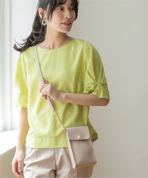 index（インデックス）の「◆《新色追加》タックスリーブ イージーケアブラウス【イージーケア/吸水速乾/洗濯機洗い可】（シャツ/ブラウス・レディース・黄緑系/オフホワイト/ネイビー/ライトブルー/ボルドー/ベビーピンク・40/38/34/42/36）」の12枚目の写真