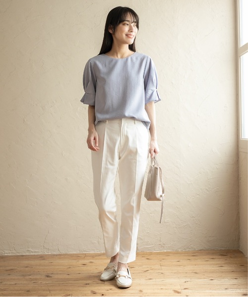 index（インデックス）の「◆《新色追加》タックスリーブ イージーケアブラウス【イージーケア/吸水速乾/洗濯機洗い可】（シャツ/ブラウス・レディース・黄緑系/オフホワイト/ネイビー/ライトブルー/ボルドー/ベビーピンク・40/38/34/42/36）」の17枚目の写真