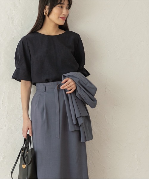 index（インデックス）の「◆《新色追加》タックスリーブ イージーケアブラウス【イージーケア/吸水速乾/洗濯機洗い可】（シャツ/ブラウス・レディース・黄緑系/オフホワイト/ネイビー/ライトブルー/ボルドー/ベビーピンク・40/38/34/42/36）」の21枚目の写真