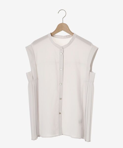 le.coeur blanc（ルクールブラン）の「ジョーゼットサイドプリーツブラウス（シャツ/ブラウス・レディース・グレイッシュベージュ/サックスブルー/ネイビー・38）」の4枚目の写真