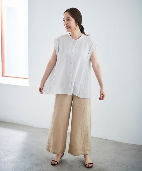 le.coeur blanc / ルクールブラン ジョーゼットサイドプリーツブラウス ジョーゼットサイドプリーツブラウス/le.coeur blanc(ルクール