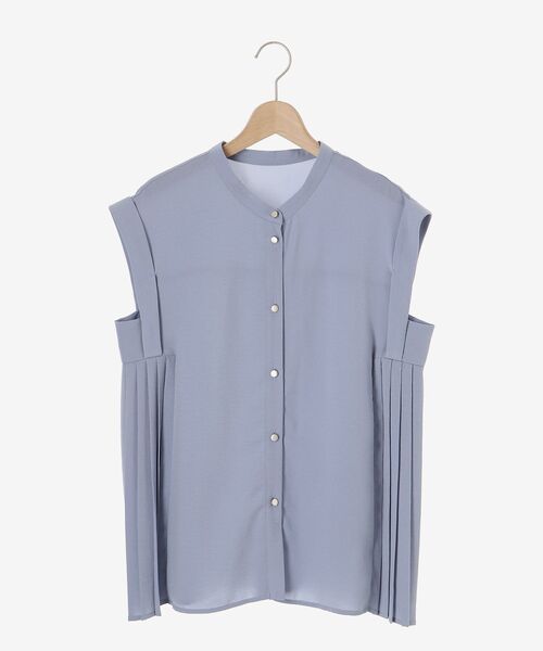 le.coeur blanc / ルクールブラン ジョーゼットサイドプリーツブラウス le.coeur blanc ジョーゼットサイドプリーツブラウス（ブルー