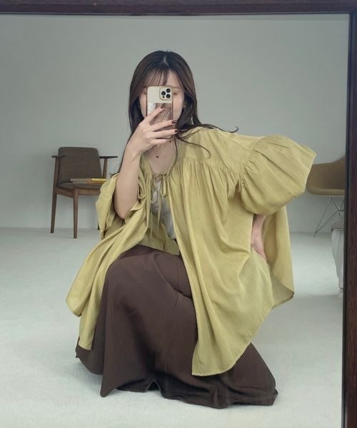 mysty woman(ミスティウーマン)の「【スタッフインフルエンサープロデュース】ギャザー3wayチュニック 971291【MiOプロデュース】(シャツ/ブラウス・レディース・ブラック/アイボリー/その他・FREE)」の18枚目の写真