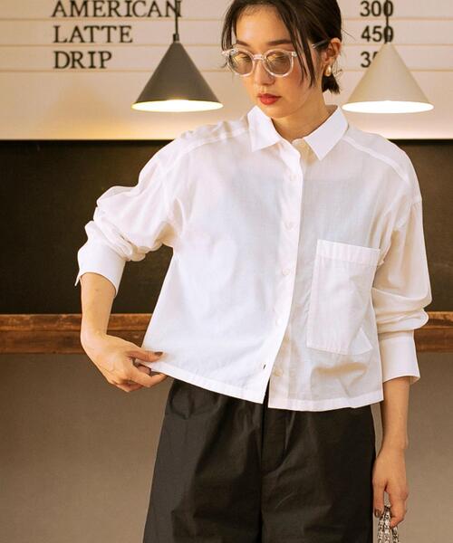 coen（コーエン）の「クロップドシャツ（シャツ/ブラウス・レディース・ホワイト/ライトブルー/ブラウン・M/L）」の5枚目の写真