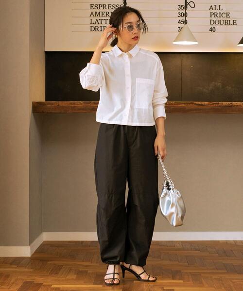 coen（コーエン）の「クロップドシャツ（シャツ/ブラウス・レディース・ホワイト/ライトブルー/ブラウン・M/L）」の9枚目の写真