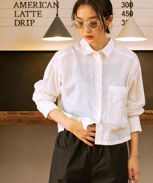 coen（コーエン）の「クロップドシャツ（シャツ/ブラウス・レディース・ホワイト/ライトブルー/ブラウン・M/L）」の13枚目の写真