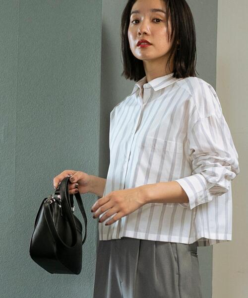 coen（コーエン）の「クロップドシャツ（シャツ/ブラウス・レディース・ホワイト/ライトブルー/ブラウン・M/L）」の19枚目の写真