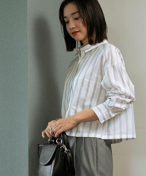 coen（コーエン）の「クロップドシャツ（シャツ/ブラウス・レディース・ホワイト/ライトブルー/ブラウン・M/L）」の20枚目の写真