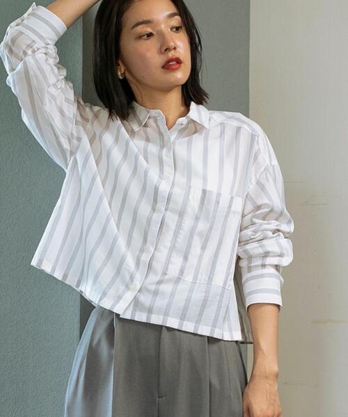 coen（コーエン）の「クロップドシャツ（シャツ/ブラウス・レディース・ホワイト/ライトブルー/ブラウン・M/L）」の22枚目の写真