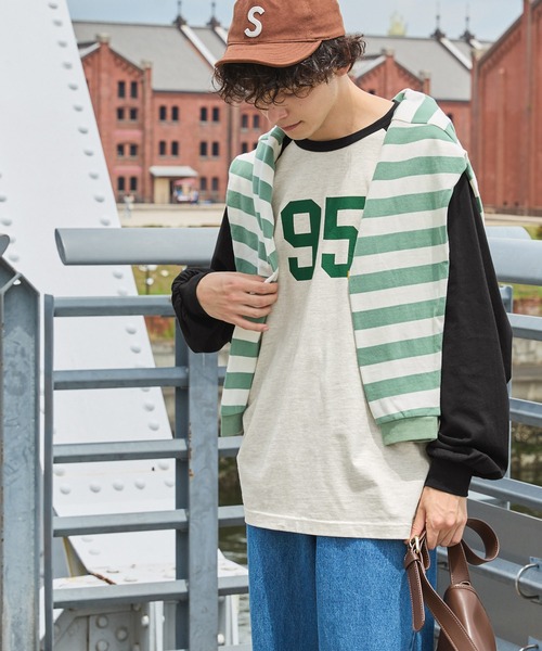 セール】オーバーサイズナンバリングラグランロンT（Tシャツ