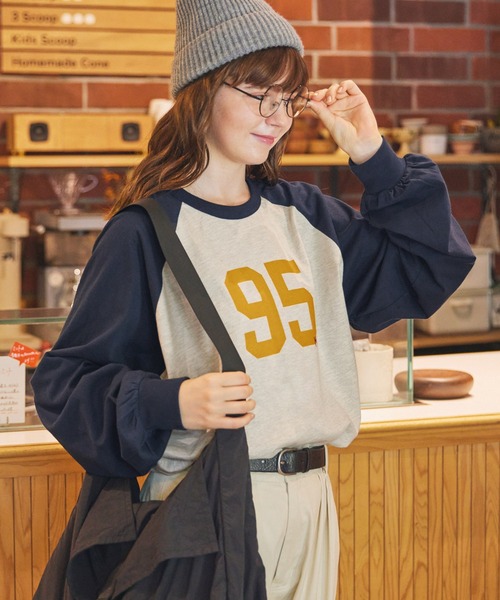 オーバーサイズナンバリングラグランロンT MONO-MART LADY'S│MONO