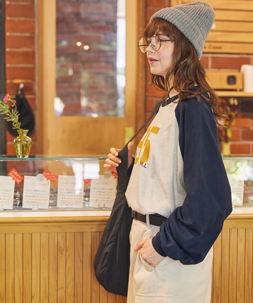 オーバーサイズナンバリングラグランロンT MONO-MART LADY'S