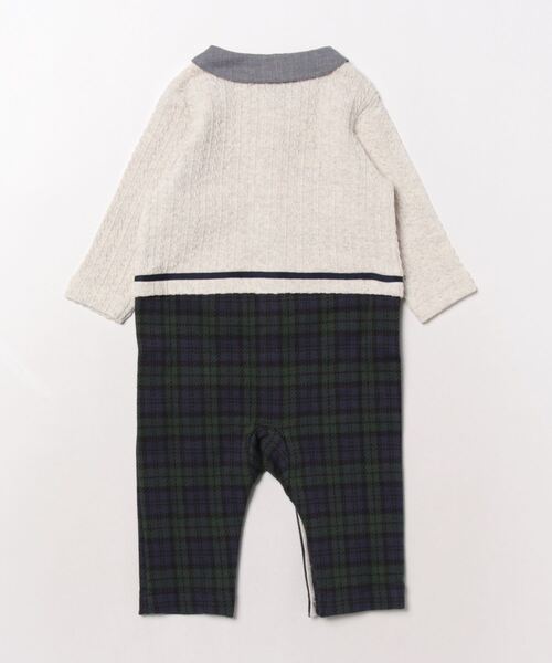 sense of wonder（センスオブワンダー）の「ケーブルレイヤードカバーオール【日本製】（ロンパース・キッズ・グリーン/グレー・80ｃｍ/70cm）」の3枚目の写真