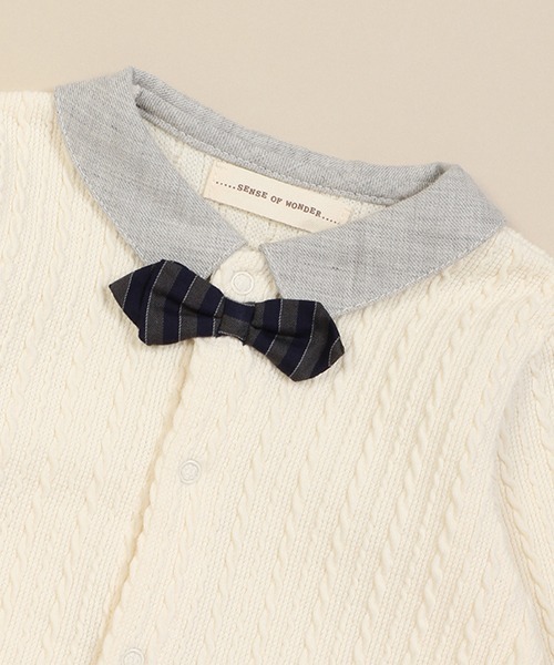 sense of wonder（センスオブワンダー）の「ケーブルレイヤードカバーオール【日本製】（ロンパース・キッズ・グリーン/グレー・80ｃｍ/70cm）」の5枚目の写真