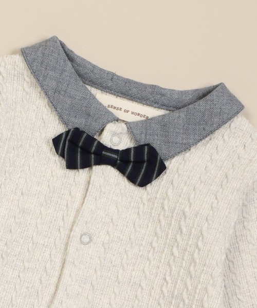 sense of wonder（センスオブワンダー）の「ケーブルレイヤードカバーオール【日本製】（ロンパース・キッズ・グリーン/グレー・80ｃｍ/70cm）」の6枚目の写真