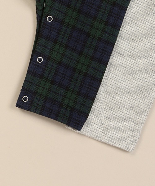 sense of wonder（センスオブワンダー）の「ケーブルレイヤードカバーオール【日本製】（ロンパース・キッズ・グリーン/グレー・80ｃｍ/70cm）」の8枚目の写真