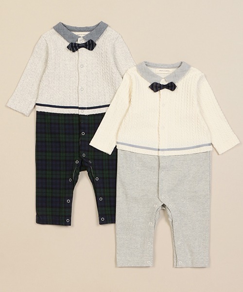 sense of wonder（センスオブワンダー）の「ケーブルレイヤードカバーオール【日本製】（ロンパース・キッズ・グリーン/グレー・80ｃｍ/70cm）」の10枚目の写真