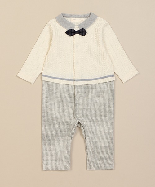 sense of wonder（センスオブワンダー）の「ケーブルレイヤードカバーオール【日本製】（ロンパース・キッズ・グリーン/グレー・80ｃｍ/70cm）」の11枚目の写真