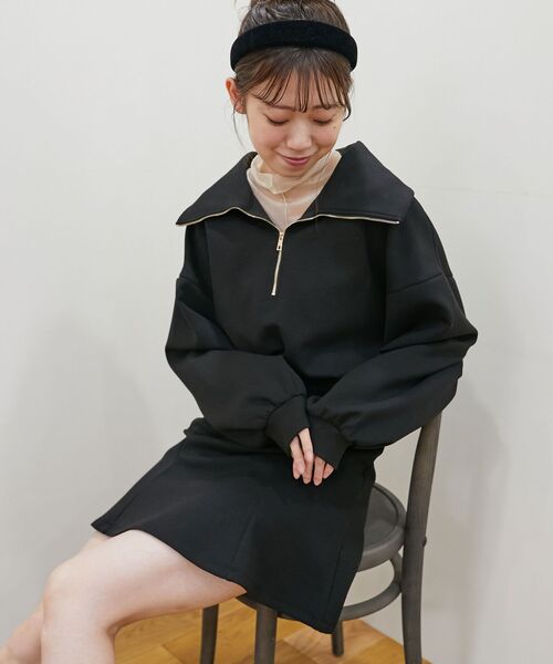 MAJESTIC LEGON（マジェスティックレゴン）の「ハーフジップミニワンピース（ワンピース・レディース・アイボリー/グレー/ブラック・MEDIUM）」の10枚目の写真