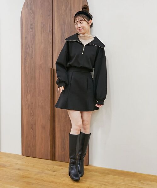 MAJESTIC LEGON（マジェスティックレゴン）の「ハーフジップミニワンピース（ワンピース・レディース・アイボリー/グレー/ブラック・MEDIUM）」の11枚目の写真