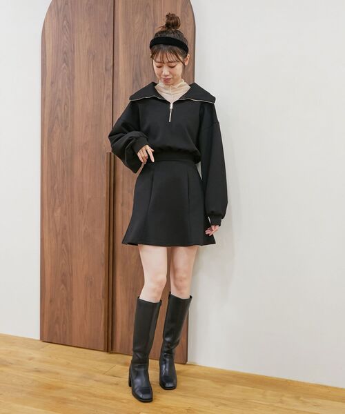 MAJESTIC LEGON（マジェスティックレゴン）の「ハーフジップミニワンピース（ワンピース・レディース・アイボリー/グレー/ブラック・MEDIUM）」の12枚目の写真