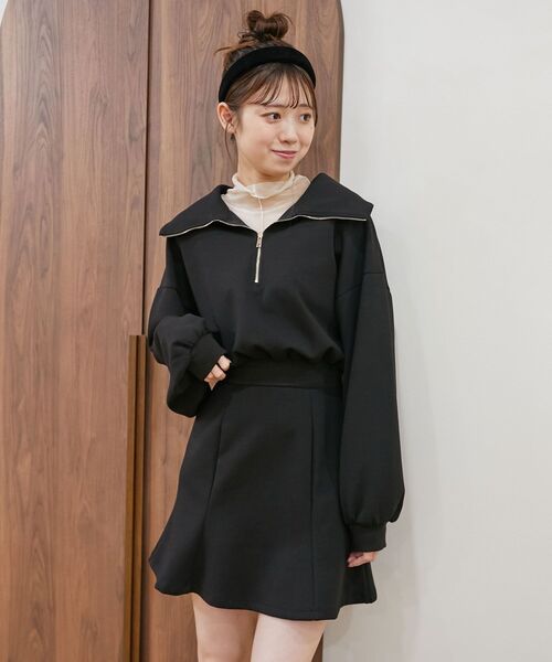 MAJESTIC LEGON（マジェスティックレゴン）の「ハーフジップミニワンピース（ワンピース・レディース・アイボリー/グレー/ブラック・MEDIUM）」の14枚目の写真