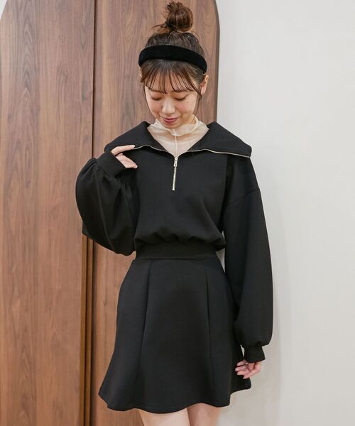 MAJESTIC LEGON（マジェスティックレゴン）の「ハーフジップミニワンピース（ワンピース・レディース・アイボリー/グレー/ブラック・MEDIUM）」の15枚目の写真