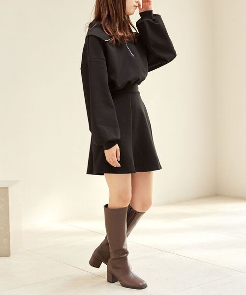 MAJESTIC LEGON（マジェスティックレゴン）の「ハーフジップミニワンピース（ワンピース・レディース・アイボリー/グレー/ブラック・MEDIUM）」の19枚目の写真