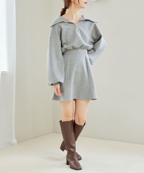 MAJESTIC LEGON（マジェスティックレゴン）の「ハーフジップミニワンピース（ワンピース・レディース・アイボリー/グレー/ブラック・MEDIUM）」の21枚目の写真