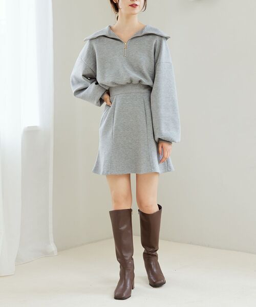 MAJESTIC LEGON（マジェスティックレゴン）の「ハーフジップミニワンピース（ワンピース・レディース・アイボリー/グレー/ブラック・MEDIUM）」の22枚目の写真