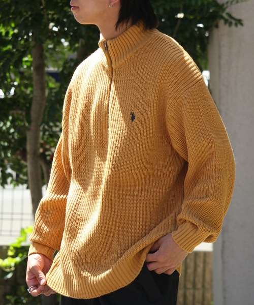 U.S. POLO ASSN.（ユーエスポロアッスン）の「【U.S. POLO ASSN./ユーエスポロアッスン】ワンポイント刺繍 ハーフジップ リラクシングニット（ニット/セーター・メンズ・グリーン/ベージュ/ネイビー/アイボリー/イエロー系その他/ブラック・M/L/LL）」の6枚目の写真