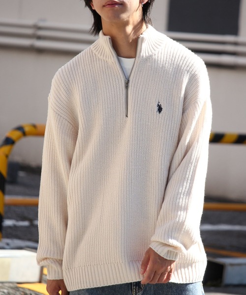 U.S. POLO ASSN.（ユーエスポロアッスン）の「【U.S. POLO ASSN./ユーエスポロアッスン】ワンポイント刺繍 ハーフジップ リラクシングニット（ニット/セーター・メンズ・グリーン/ベージュ/ネイビー/アイボリー/イエロー系その他/ブラック・M/L/LL）」の18枚目の写真