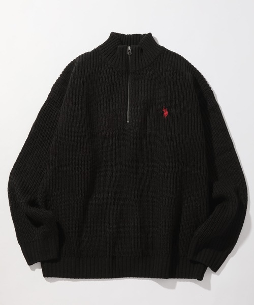 U.S. POLO ASSN.（ユーエスポロアッスン）の「【U.S. POLO ASSN./ユーエスポロアッスン】ワンポイント刺繍 ハーフジップ リラクシングニット（ニット/セーター・メンズ・グリーン/ベージュ/ネイビー/アイボリー/イエロー系その他/ブラック・M/L/LL）」の8枚目の写真