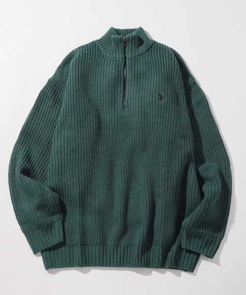 U.S. POLO ASSN.（ユーエスポロアッスン）の「【U.S. POLO ASSN./ユーエスポロアッスン】ワンポイント刺繍 ハーフジップ リラクシングニット（ニット/セーター・メンズ・グリーン/ベージュ/ネイビー/アイボリー/イエロー系その他/ブラック・M/L/LL）」の10枚目の写真