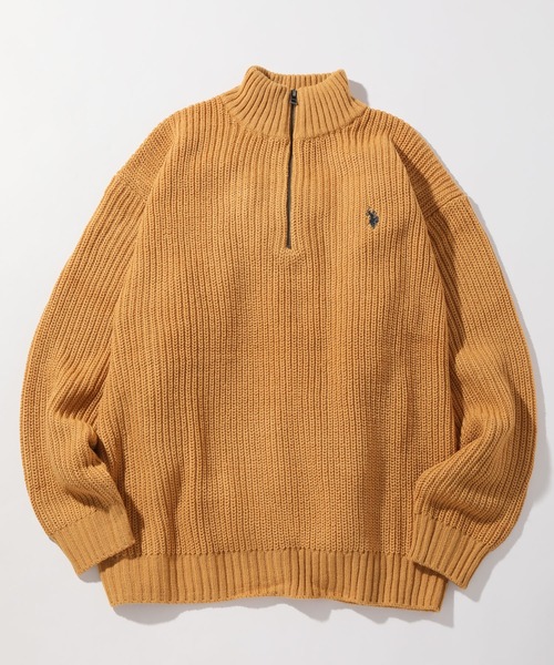 U.S. POLO ASSN.（ユーエスポロアッスン）の「【U.S. POLO ASSN./ユーエスポロアッスン】ワンポイント刺繍 ハーフジップ リラクシングニット（ニット/セーター・メンズ・グリーン/ベージュ/ネイビー/アイボリー/イエロー系その他/ブラック・M/L/LL）」の12枚目の写真