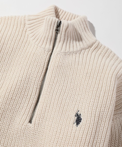 U.S. POLO ASSN.（ユーエスポロアッスン）の「【U.S. POLO ASSN./ユーエスポロアッスン】ワンポイント刺繍 ハーフジップ リラクシングニット（ニット/セーター・メンズ・グリーン/ベージュ/ネイビー/アイボリー/イエロー系その他/ブラック・M/L/LL）」の14枚目の写真