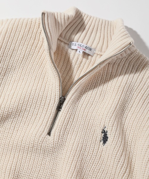 U.S. POLO ASSN.（ユーエスポロアッスン）の「【U.S. POLO ASSN./ユーエスポロアッスン】ワンポイント刺繍 ハーフジップ リラクシングニット（ニット/セーター・メンズ・グリーン/ベージュ/ネイビー/アイボリー/イエロー系その他/ブラック・M/L/LL）」の15枚目の写真