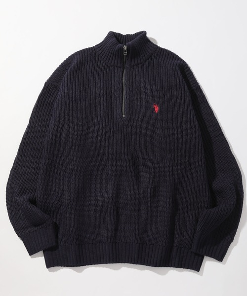 U.S. POLO ASSN.（ユーエスポロアッスン）の「【U.S. POLO ASSN./ユーエスポロアッスン】ワンポイント刺繍 ハーフジップ リラクシングニット（ニット/セーター・メンズ・グリーン/ベージュ/ネイビー/アイボリー/イエロー系その他/ブラック・M/L/LL）」の11枚目の写真