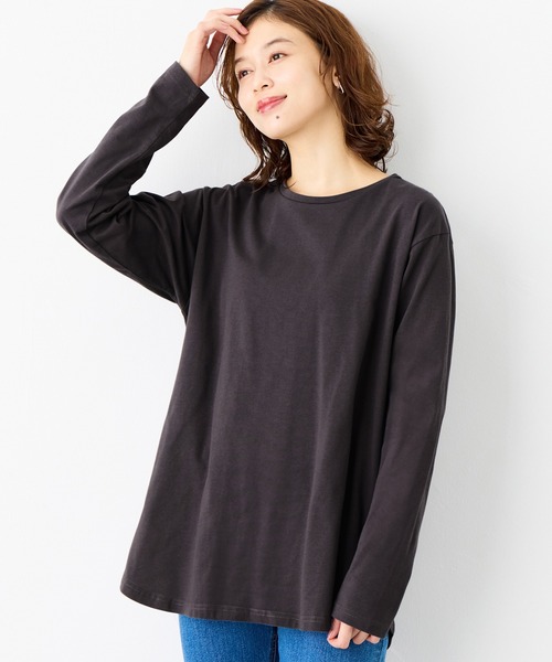 Viola e Viola（ヴィオラエヴィオラ）の「あったか綿１００％チュニックＴシャツ（チュニック・レディース・モカ/ホワイト/ブラック/チャコール・L/3L/LL/M）」の3枚目の写真