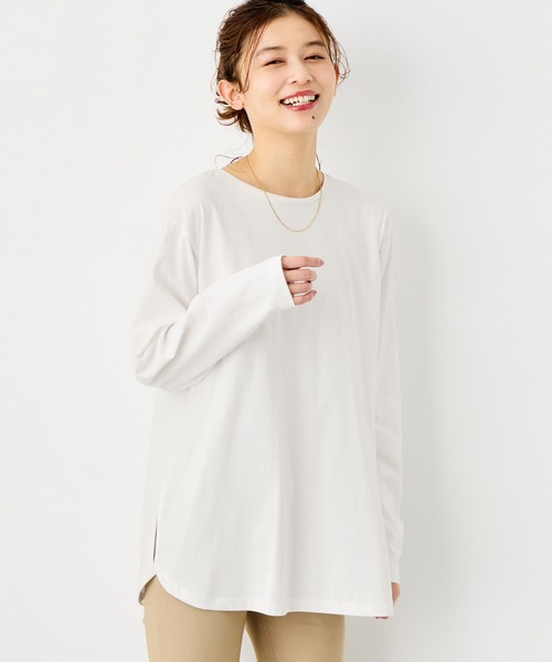 Viola e Viola（ヴィオラエヴィオラ）の「あったか綿１００％チュニックＴシャツ（チュニック・レディース・モカ/ホワイト/ブラック/チャコール・L/3L/LL/M）」の12枚目の写真