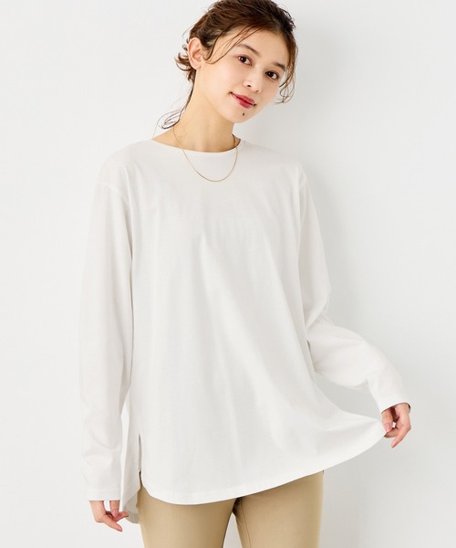Viola e Viola（ヴィオラエヴィオラ）の「あったか綿１００％チュニックＴシャツ（チュニック・レディース・モカ/ホワイト/ブラック/チャコール・L/3L/LL/M）」の13枚目の写真